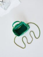 MINI TOP HANDLE BAG 13 IN GREEN OIL-WAX LAMBSKIN GOLD HARDWARE - Image 6
