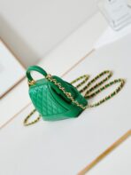 MINI TOP HANDLE BAG 13 IN GREEN OIL-WAX LAMBSKIN GOLD HARDWARE - Image 7