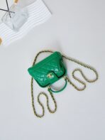 MINI TOP HANDLE BAG 13 IN GREEN OIL-WAX LAMBSKIN GOLD HARDWARE - Image 8