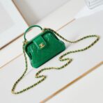 MINI TOP HANDLE BAG 13 IN GREEN OIL-WAX LAMBSKIN GOLD HARDWARE - Image 2