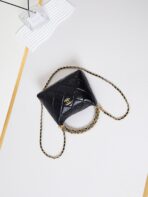 HOBO BAG 18 IN BLACK SOFT LAMBSKIN GOLD CHAIN - Image 3