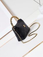 HOBO BAG 18 IN BLACK SOFT LAMBSKIN GOLD CHAIN - Image 10