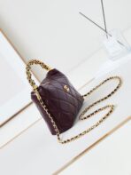 HOBO BAG 18 IN WINE RED SOFT LAMBSKIN GOLD CHAIN - Image 5