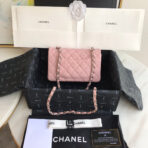 MINI FLAP BAG 20CM PINK LAMBSKIN GOLD HARDWARE - Image 7