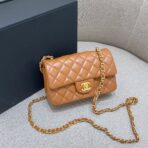 FLAP BAG 20CM CARAMEL LAMBSKIN GOLD HARDWARE - Image 2