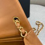 FLAP BAG 20CM CARAMEL LAMBSKIN GOLD HARDWARE - Image 8