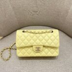 FLAP BAG 23CM PASTEL YELLOW LAMBSKIN GOLD HARDWARE - Image 2