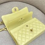 FLAP BAG 23CM PASTEL YELLOW LAMBSKIN GOLD HARDWARE - Image 5