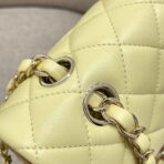 FLAP BAG 23CM PASTEL YELLOW LAMBSKIN GOLD HARDWARE - Image 7
