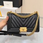 BOY BAG MEDIUM 25 BLACK CHEVRON CAVIAR RUTHENIUM HARDWARE - Image 2