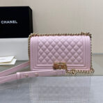 BOY BAG MEDIUM 25 LIGHT PINK CAVIAR GOLD HARDWARE - Image 2