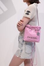 CC HOBO BAG 22 PINK LAMBSKIN SILVER HARDWARE 20CM - Image 11