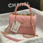 CC TRENDY 20CM PINK LAMBSKIN GOLD HARDWARE - Image 2