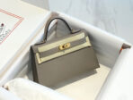 HM KELLY MINI 20 LIGHT GREY  GOLD HARDWARE