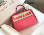HM KELLY MINI 20 DARK PINK  GOLD HARDWARE