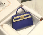 HM KELLY MINI 20 BLUE VIOLET  GOLD HARDWARE