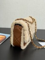 CC 24K TEDDY WOOL BAG LAMBSKIN IN BROWN - Image 4