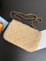 CC 24K TEDDY WOOL BAG LAMBSKIN IN BROWN - Image 3