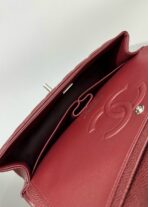 FLAP BAG 25 IN WINE CAVIAR LAMBSKIN SILVER HARDWARE - Image 7