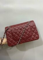 FLAP BAG 25 IN WINE CAVIAR LAMBSKIN SILVER HARDWARE - Image 3