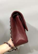 FLAP BAG 25 IN WINE CAVIAR LAMBSKIN SILVER HARDWARE - Image 6