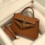 HM KELLY MINI 20 GOLDEN BROWN  GOLD HARDWARE