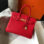 HM BIRKIN BAG 30 RED  GOLD BUCKLE