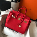 HM BIRKIN BAG 30 RED  GOLD BUCKLE - Image 4