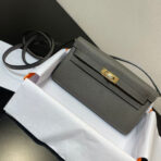 KELLY CLASSIQUE TO GO WALLET  20 IN GREY WITH GOLD HARDWARE - Image 2