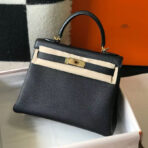 HM KELLY BAG 28 IN BLACK   GOLD HARDWARE