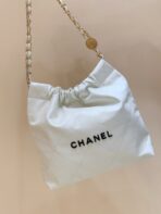 CC HOBO BAG 37 WHITE CC BLACK LAMBSKIN GOLD HARDWARE - Image 3