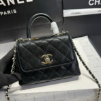 MINI FLAP BAG 14 IN BLACK GRAINED CALFSKIN GOLD HARDWARE - Image 10
