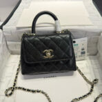 MINI FLAP BAG 14 IN BLACK GRAINED CALFSKIN GOLD HARDWARE - Image 2