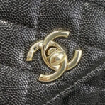 MINI FLAP BAG 14 IN BLACK GRAINED CALFSKIN GOLD HARDWARE - Image 9