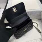 MINI FLAP BAG 14 IN BLACK GRAINED CALFSKIN GOLD HARDWARE - Image 4