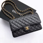 FLAP BAG 25 IN BLACK CAVIAR LEATHER GOLD HARDWARE - Image 2