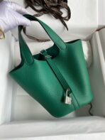 HERM Picotin LOCK 18 EMERALD  GOLD HARDWARE - Image 2