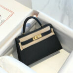 HM KELLY MINI 19 BLACK   GOLD HARDWARE