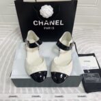 CC FLAT SANDAL IN WHITE MIX BLACK CALFSKIN - Image 3
