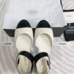 CC FLAT SANDAL IN WHITE MIX BLACK CALFSKIN - Image 5