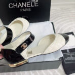 CC FLAT SANDAL IN WHITE MIX BLACK CALFSKIN - Image 7
