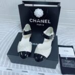 CC FLAT SANDAL IN WHITE MIX BLACK CALFSKIN - Image 6