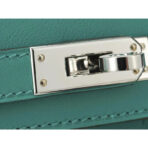 KELLY 20CM JAUNE DE NAPLES SWIFT IN TURQUOISE  AND WICKER SILVER HARDWARE - Image 2
