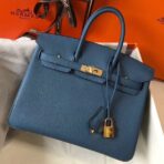 HERM Birkin 25cm Bag In Blue Agate   GHW