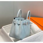 HERM Birkin 25cm Bag In Blue Brume   PHW - Image 4