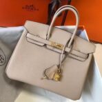 HERM Birkin 25cm Bag In Beige   GHW