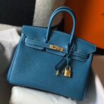 HERM Birkin 25cm Bag In Blue Jean   GHW