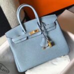 HERM Birkin 25cm Bag In Blue Lin   GHW