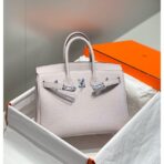 HERM Birkin 25cm Bag In Mauve Pale   PHW - Image 4
