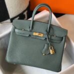 HERM Birkin 25cm Bag In Vert Amande   GHW